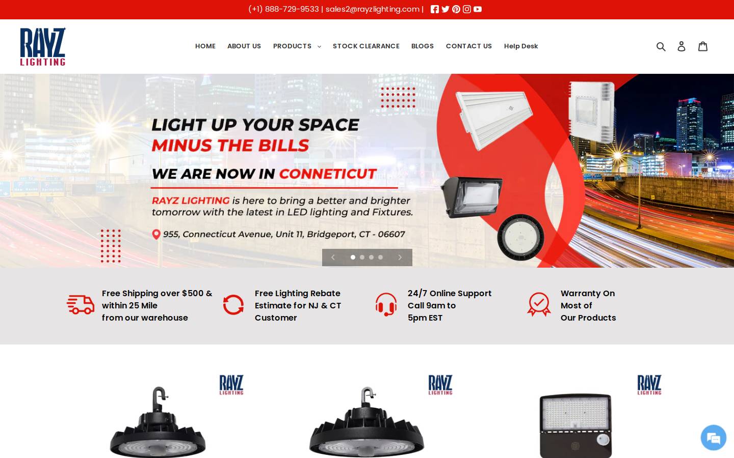 rayzlighting.com homepage screenshot