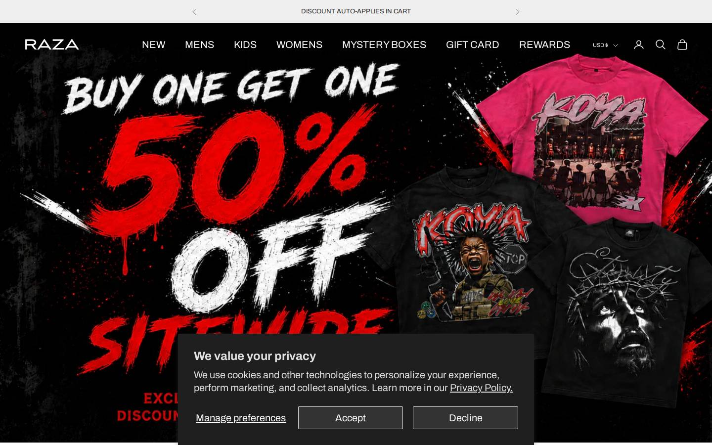 razastyle.com homepage screenshot