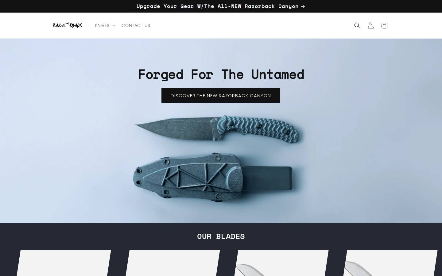 razorbackblades.com homepage screenshot