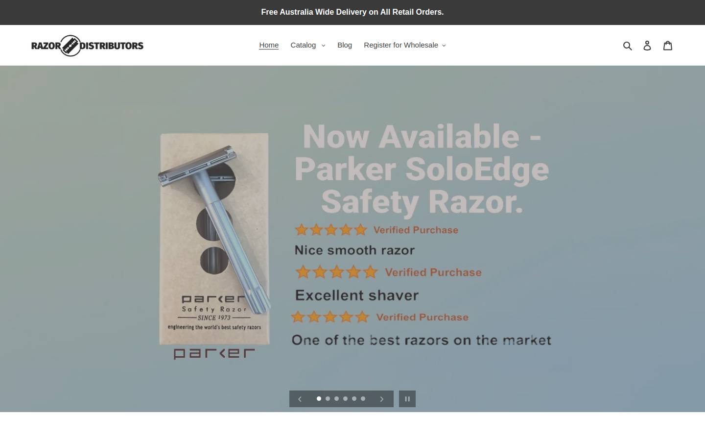 razordistributors.com.au homepage screenshot
