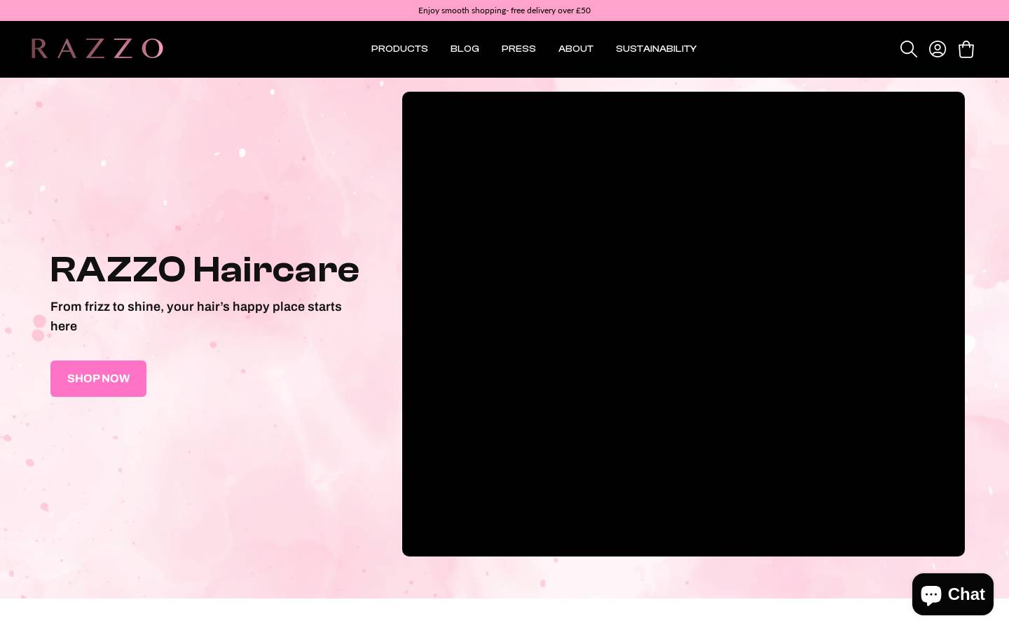 Razzo Haircare  homepage screenshot