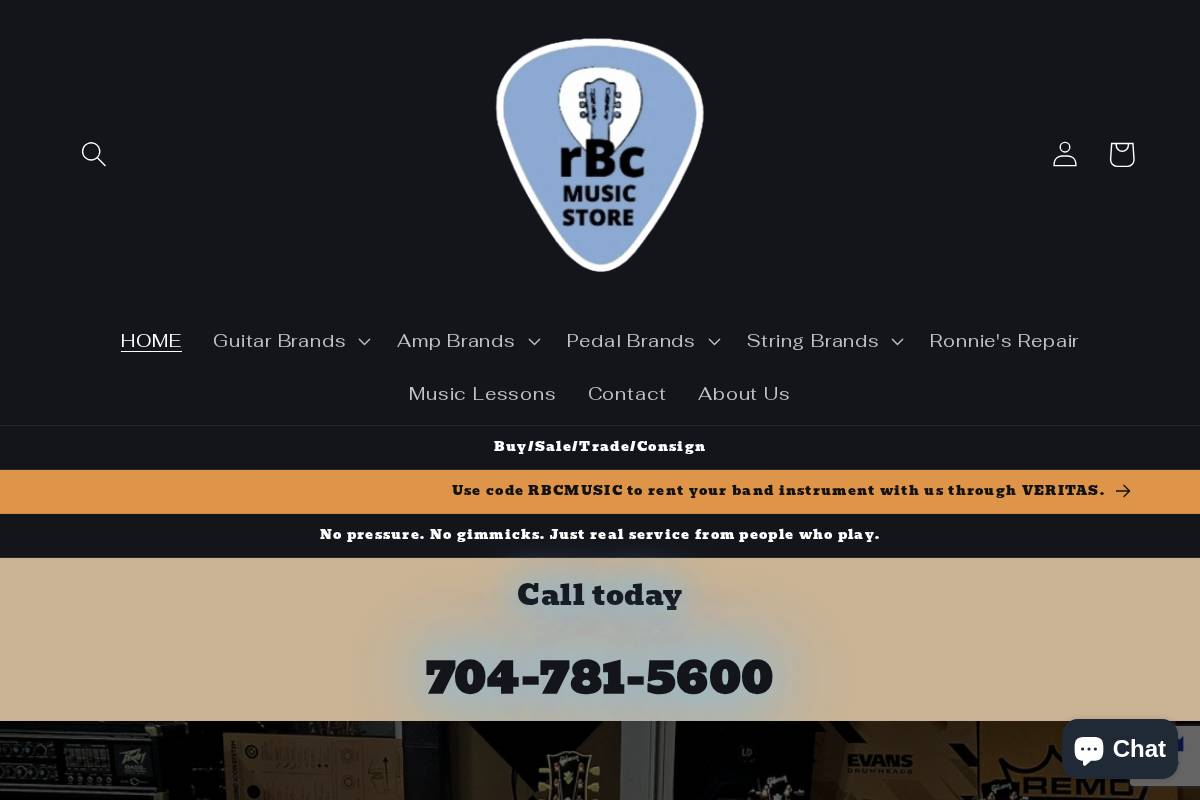 rbcmusicstore.com homepage screenshot