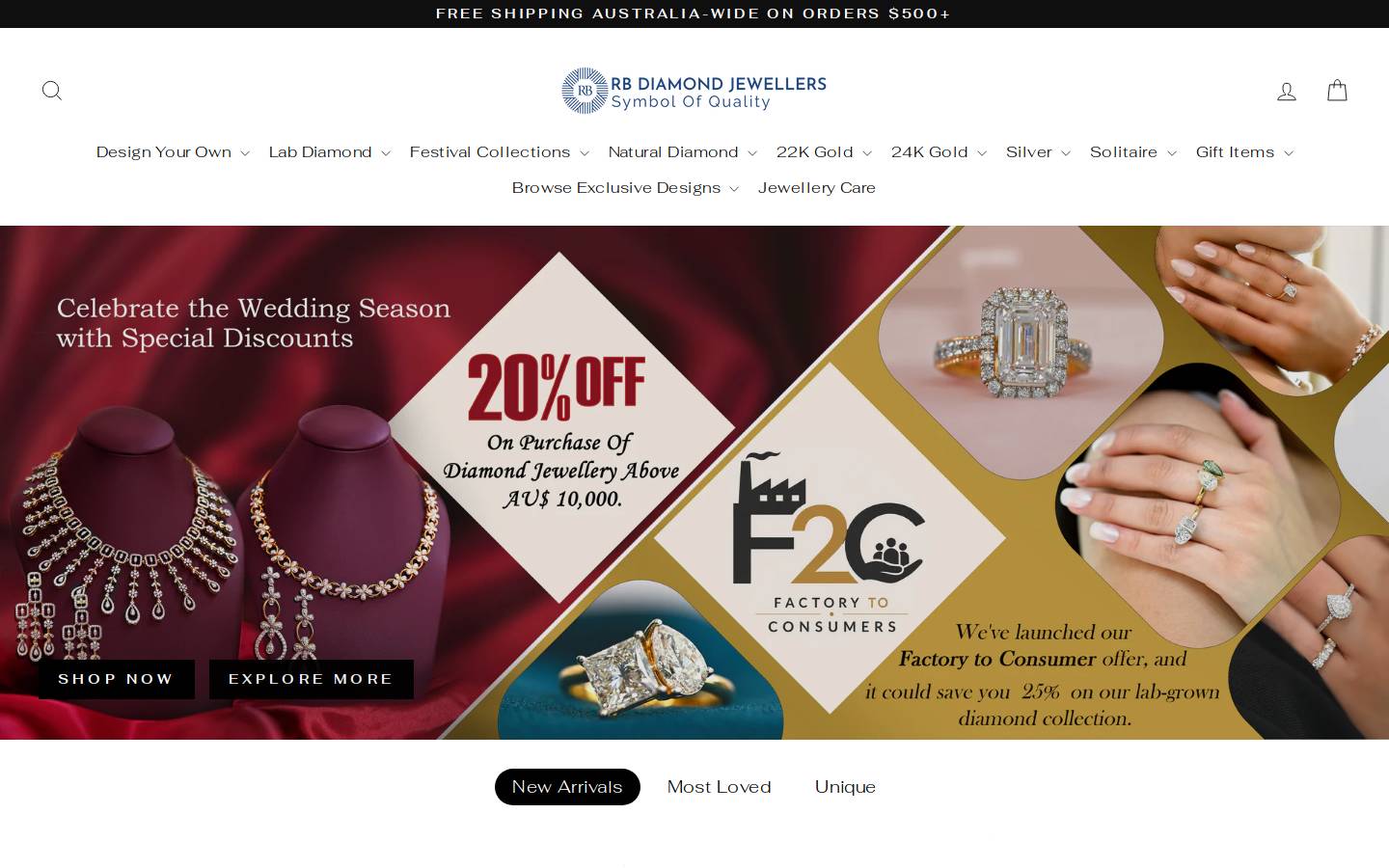 rbdiamond.com.au homepage screenshot
