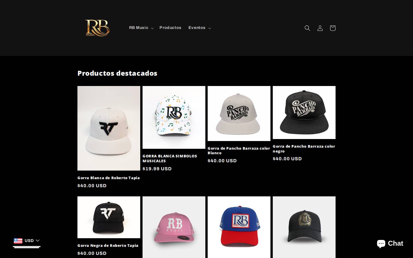 rbmusicstore.com homepage screenshot