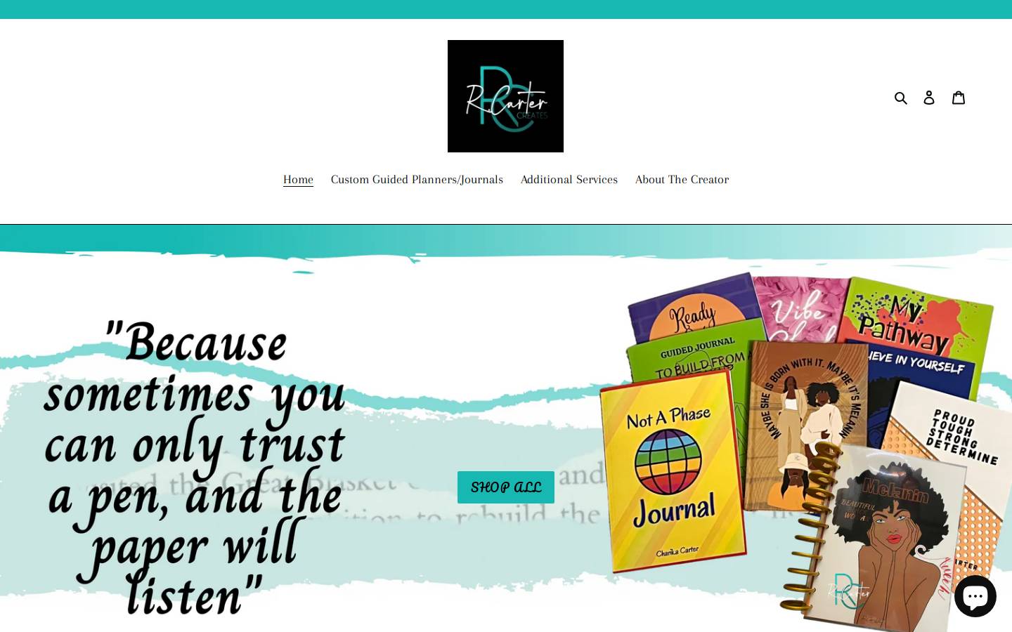 rcartercreates.com homepage screenshot