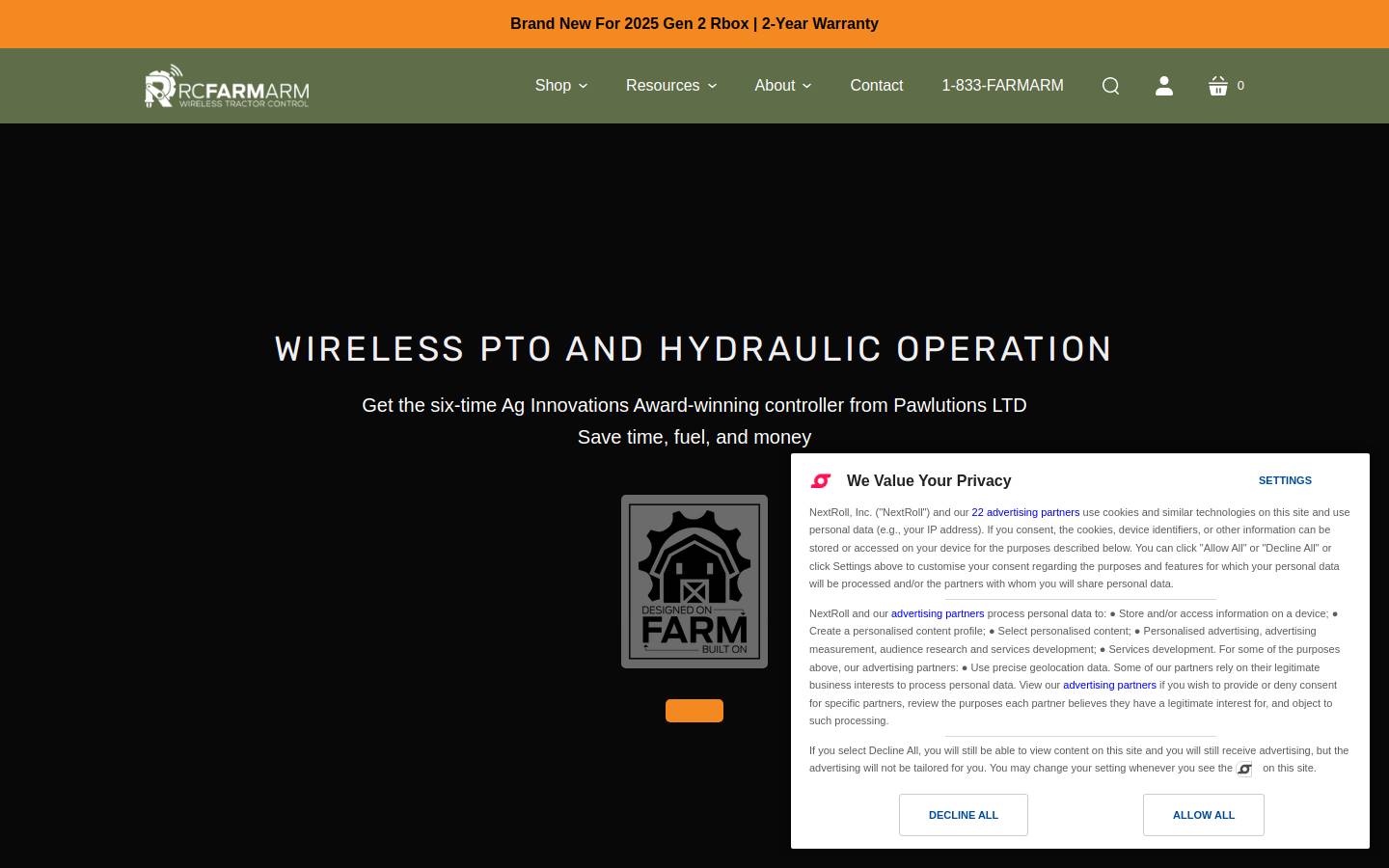 rcfarmarm.ca homepage screenshot
