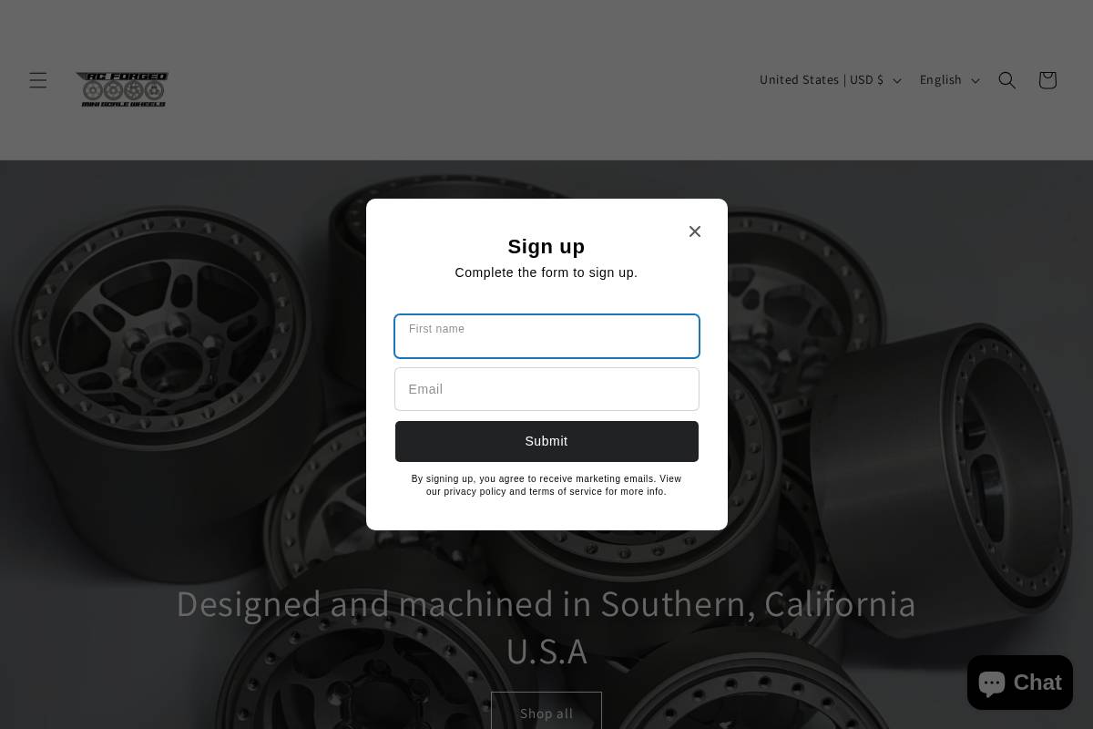 Rcforgedminiwheels homepage screenshot