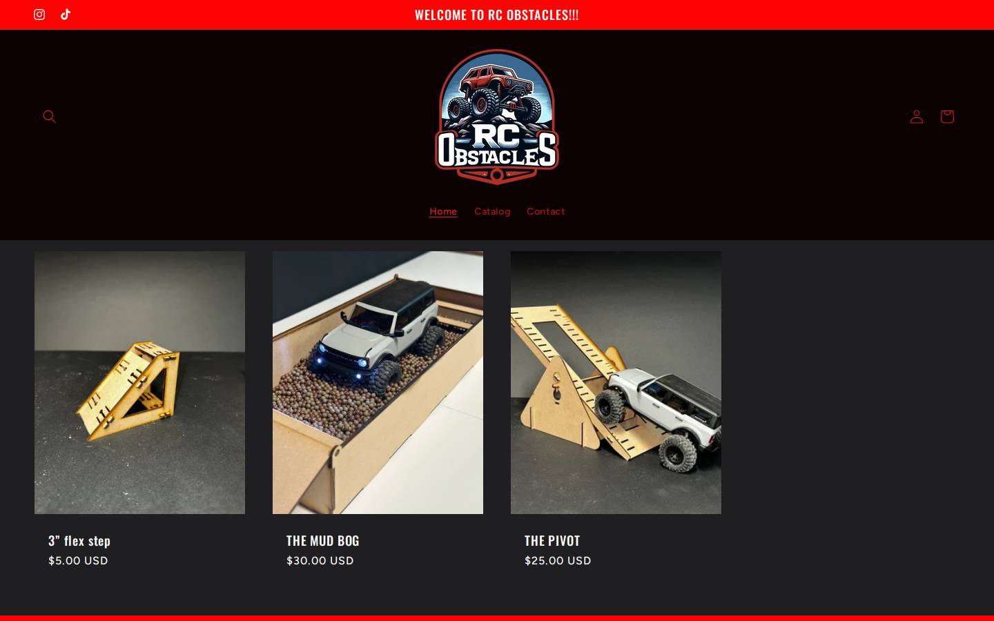 rcobstacles.com homepage screenshot