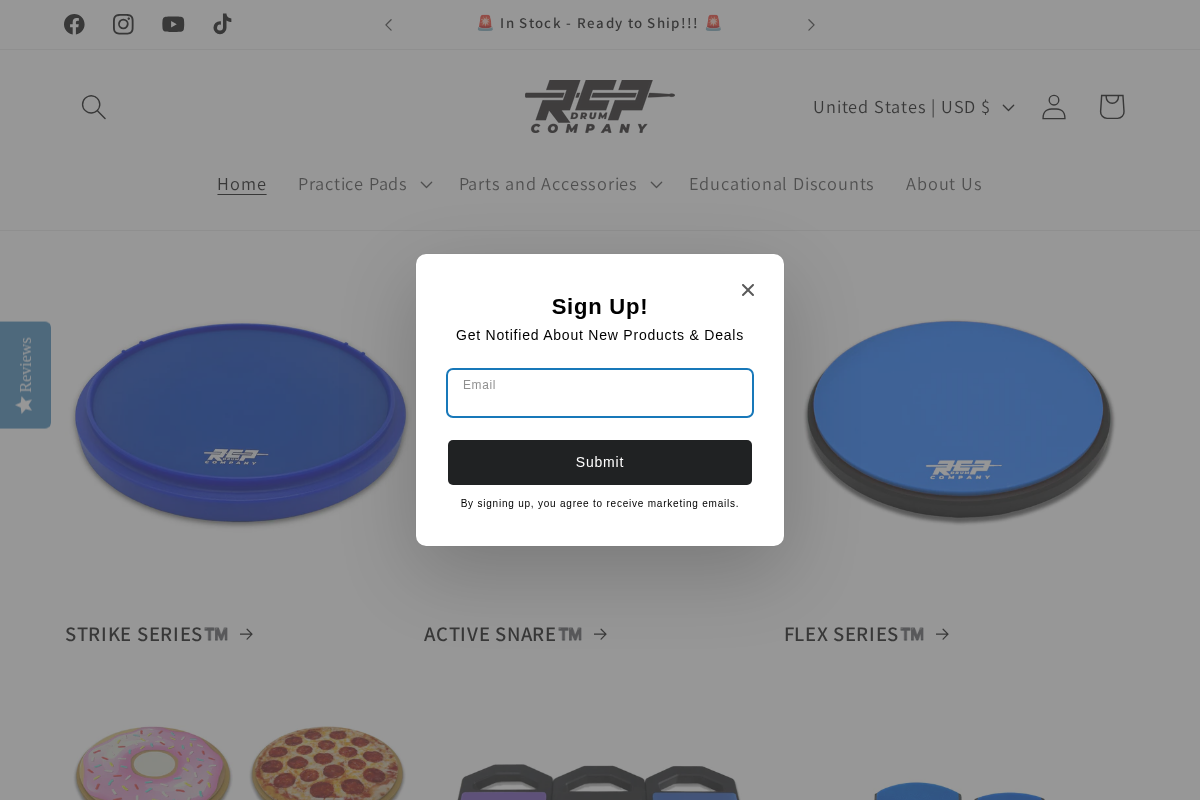 RCP Drum Company homepage screenshot