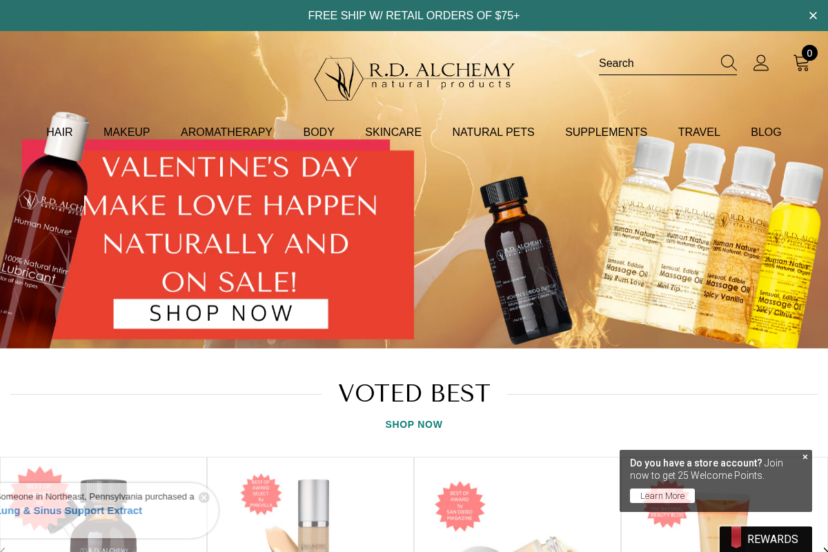 RD Alchemy Natural Products homepage screenshot