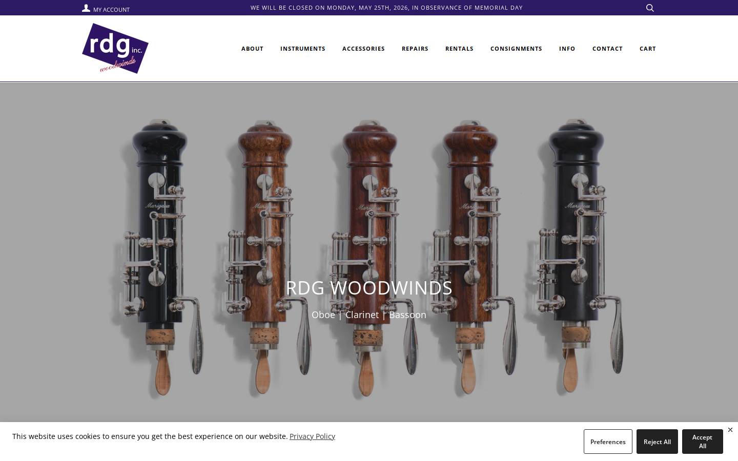 rdgwoodwinds.com homepage screenshot