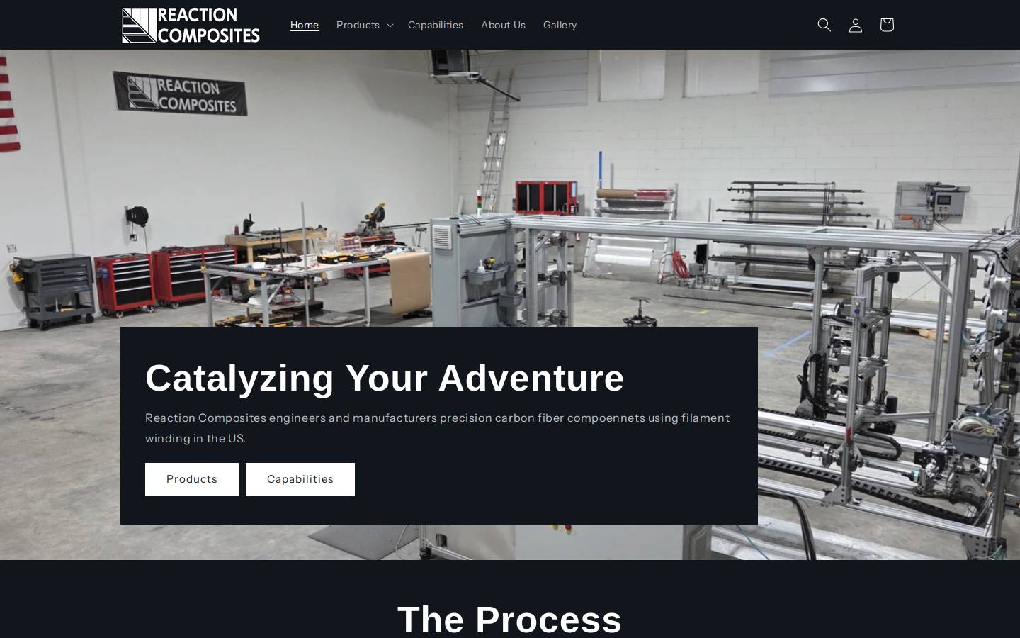 reactioncomposites.com homepage screenshot