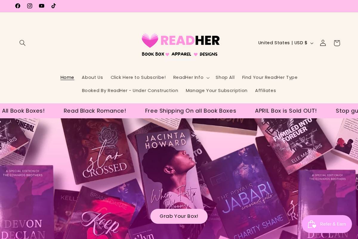 ReadHer  homepage screenshot