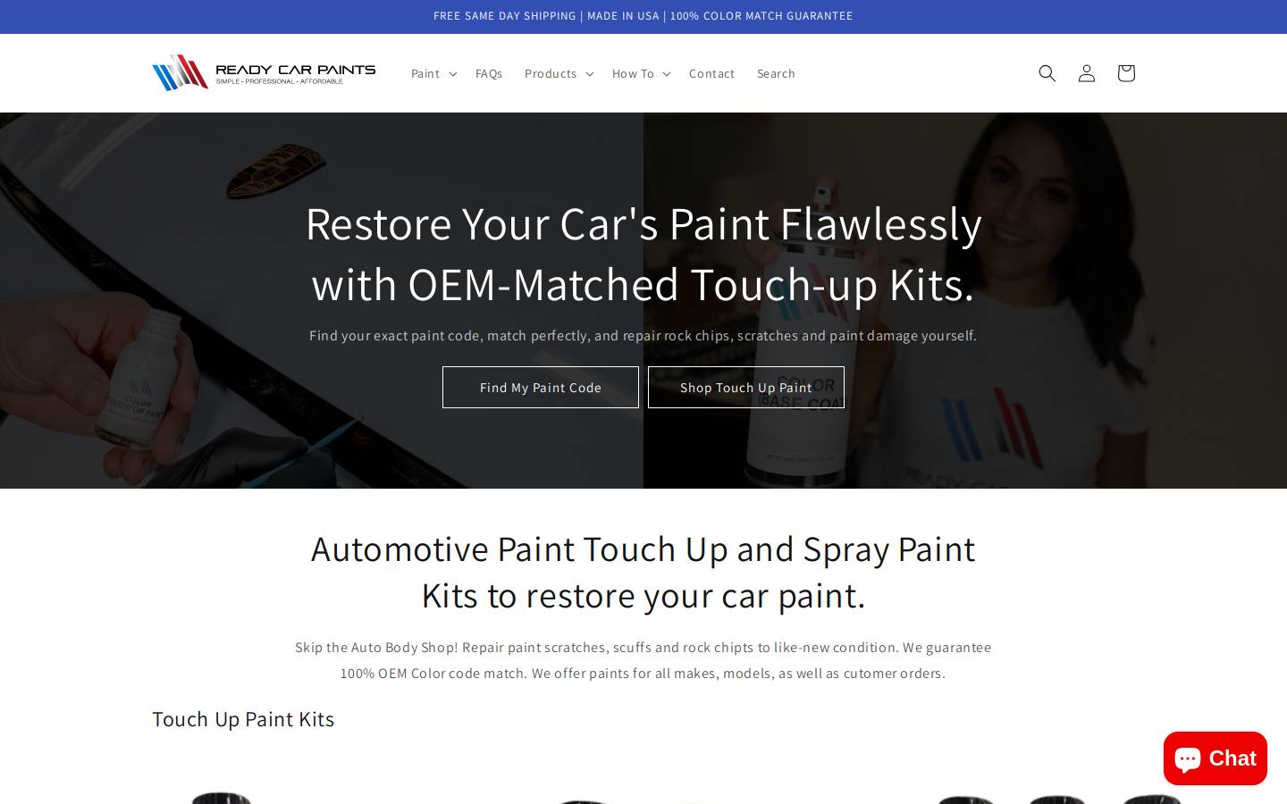 readycarpaint.com homepage screenshot
