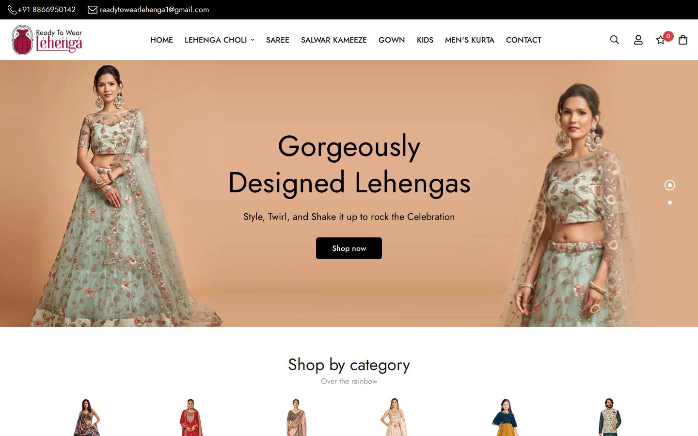 readytowearlehenga.in homepage screenshot