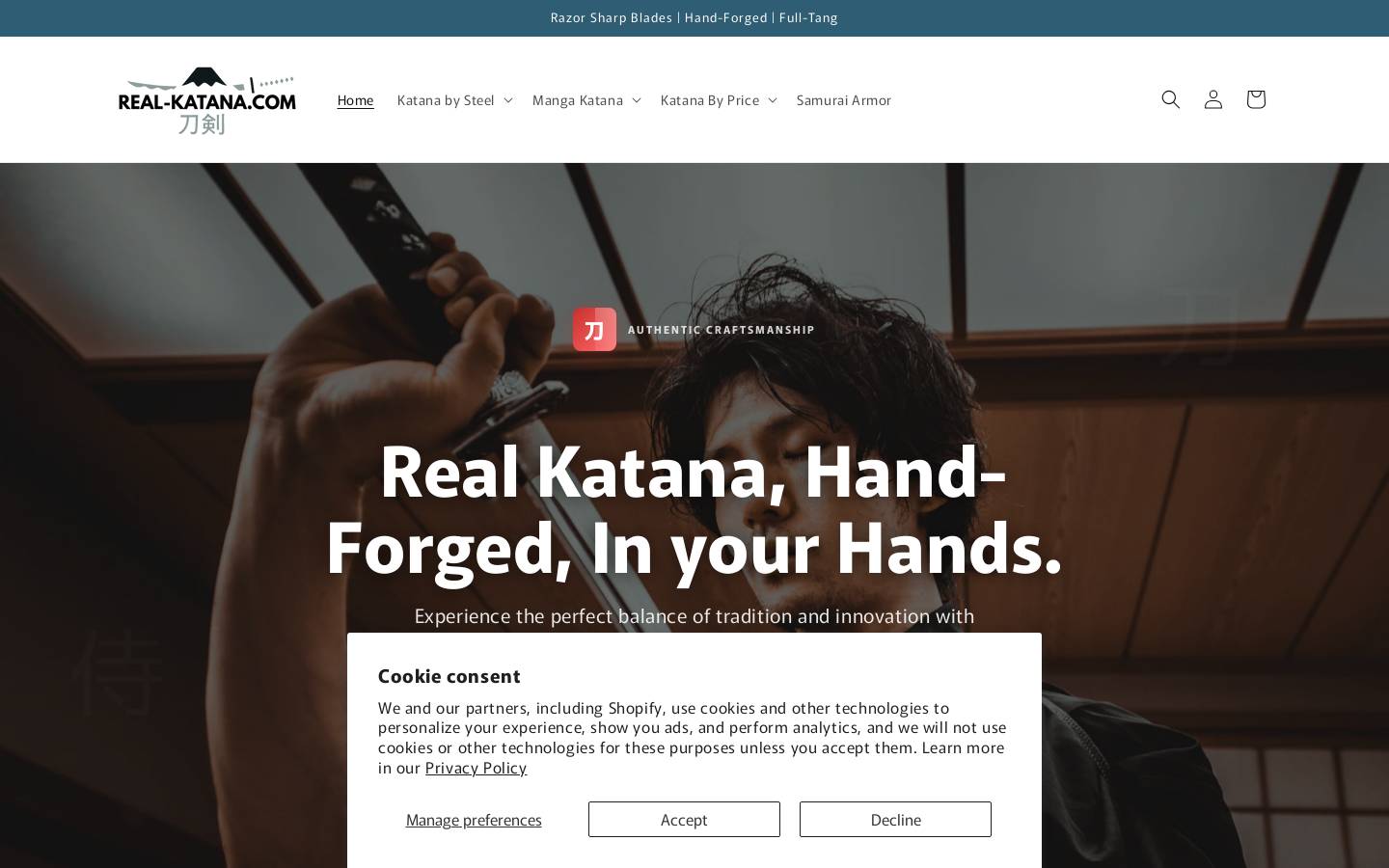 real-katana.com homepage screenshot