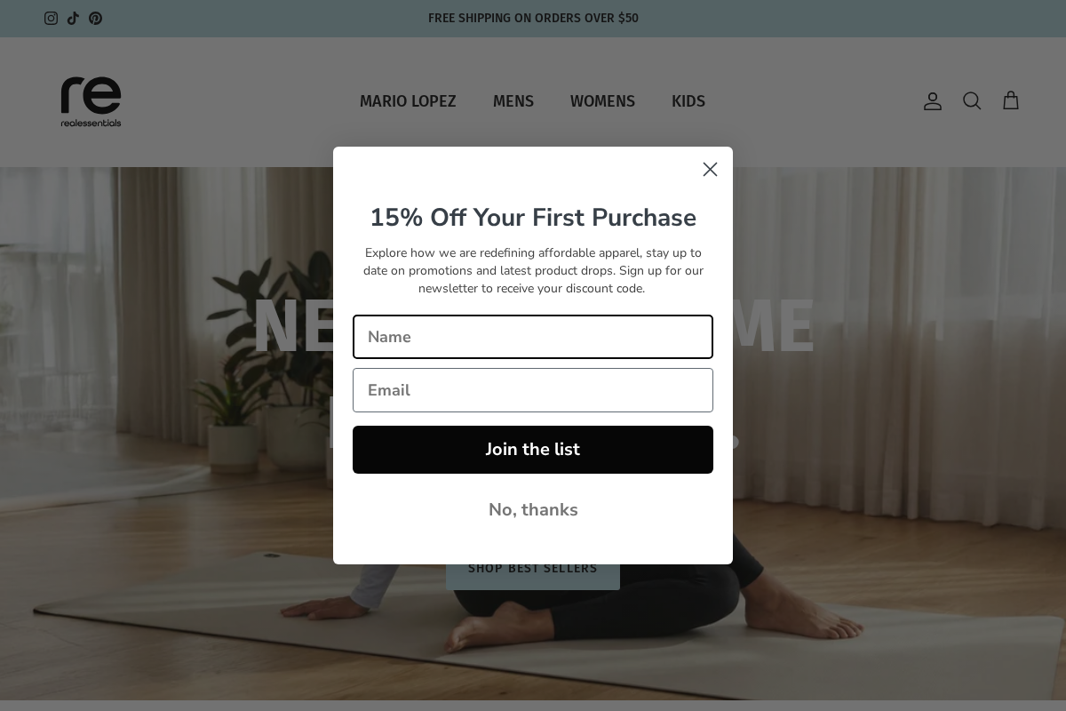 Real Essentials homepage screenshot