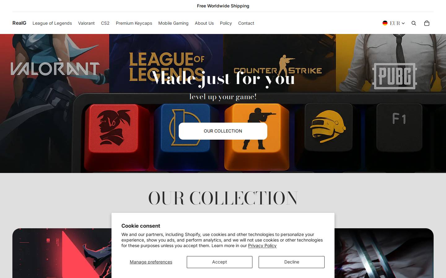 realg.store homepage screenshot