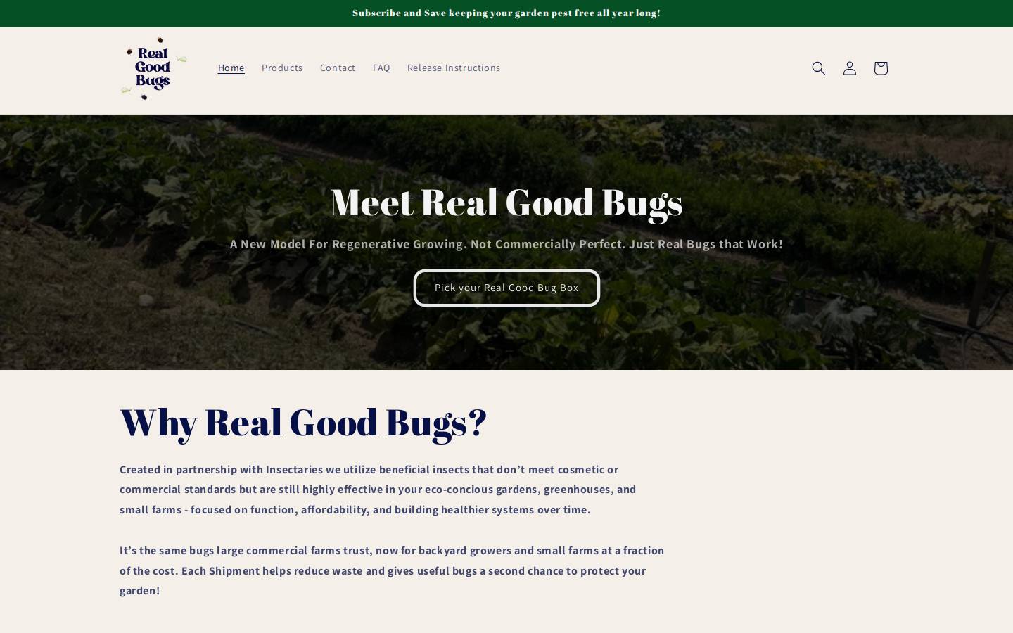 realgoodbugs.com homepage screenshot