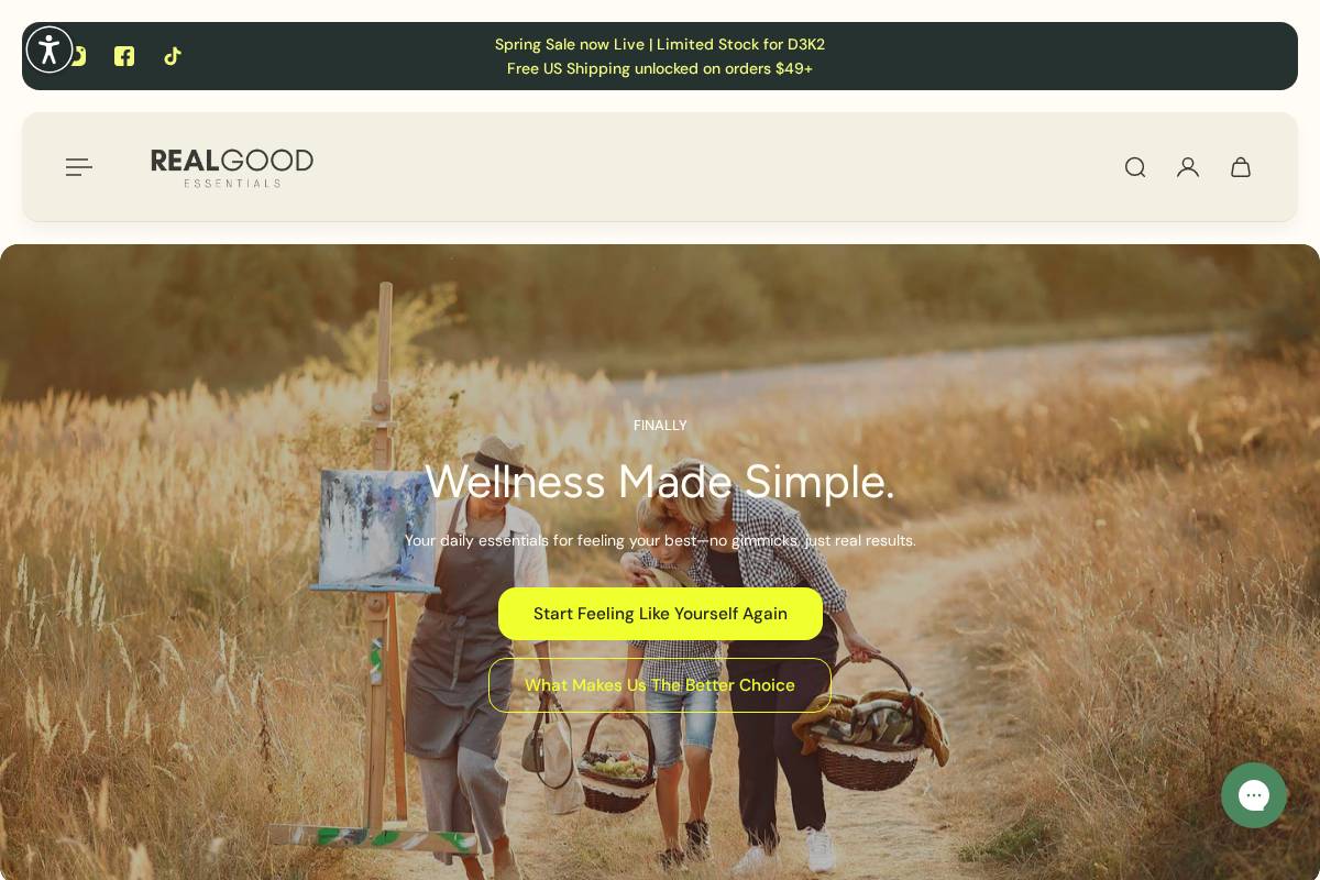 RealGood Essentials homepage screenshot