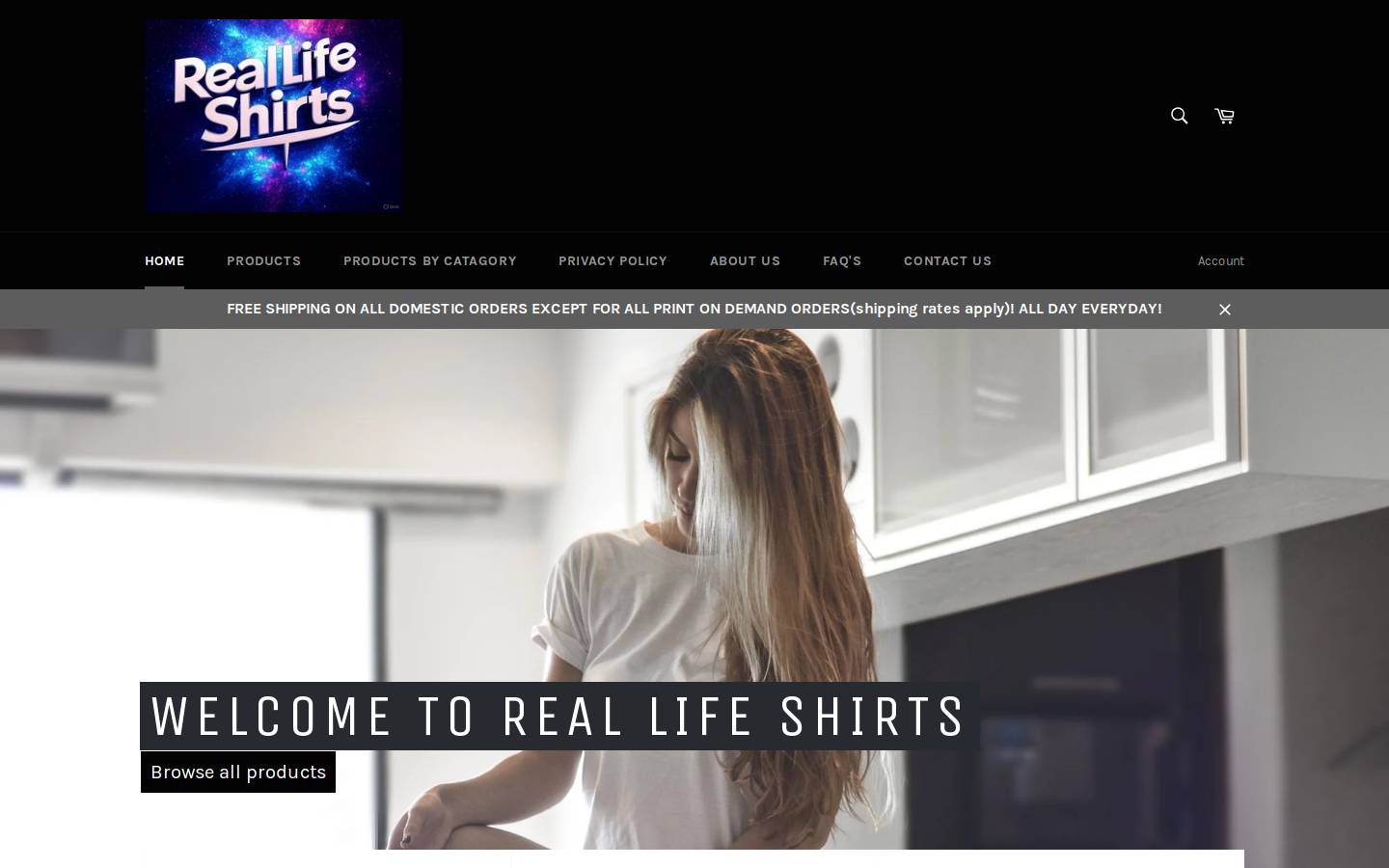 reallifeshirts.com homepage screenshot