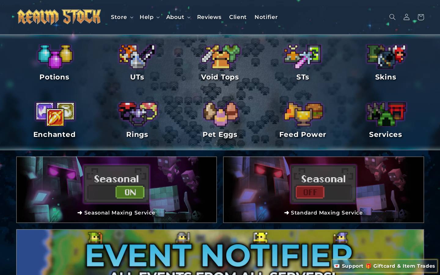 RealmStock homepage screenshot