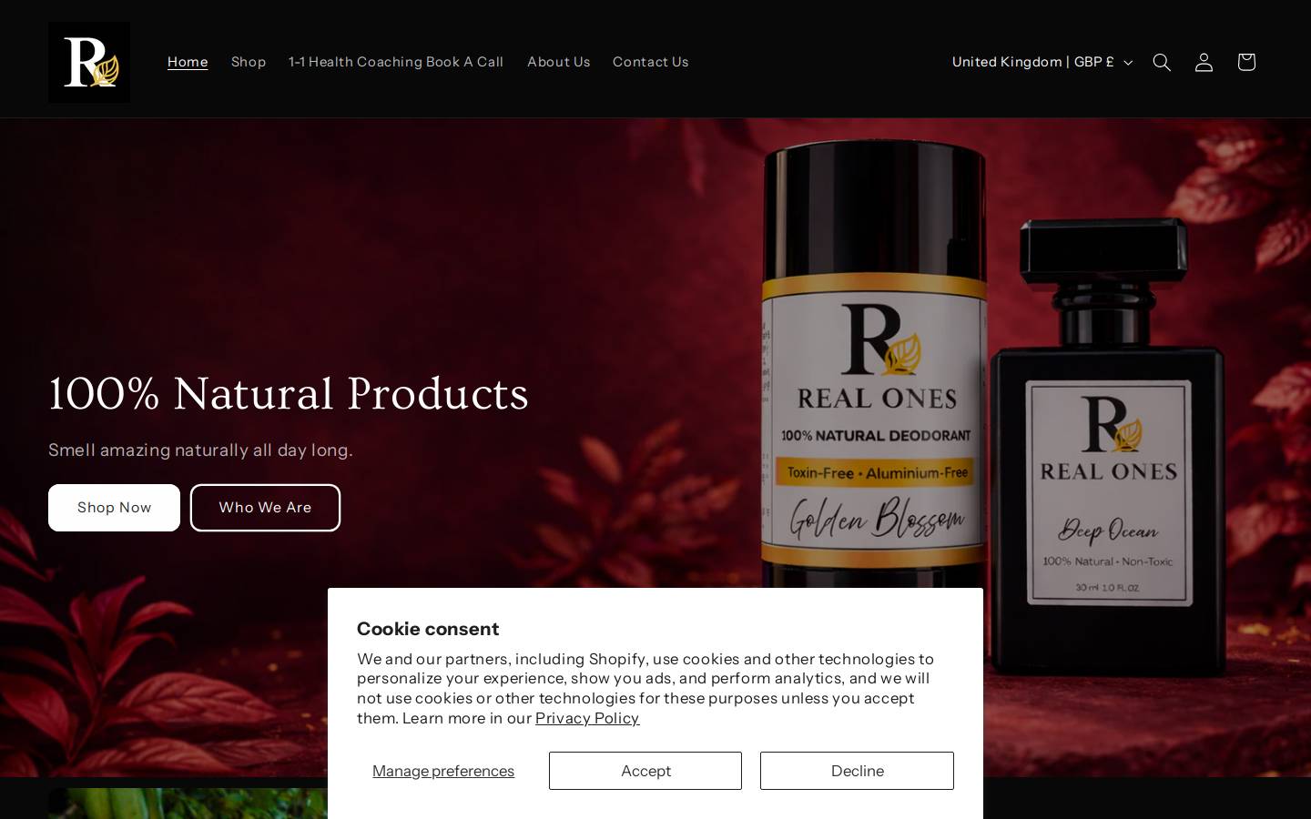 Realonesbrand homepage screenshot