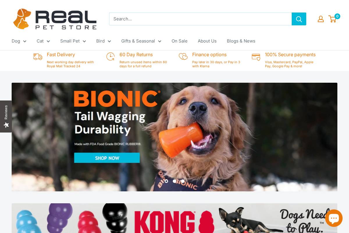 Realpetstore homepage screenshot