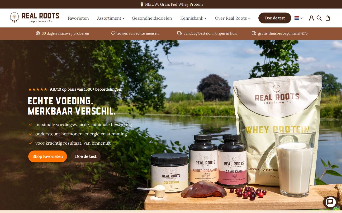 Real Roots homepage screenshot