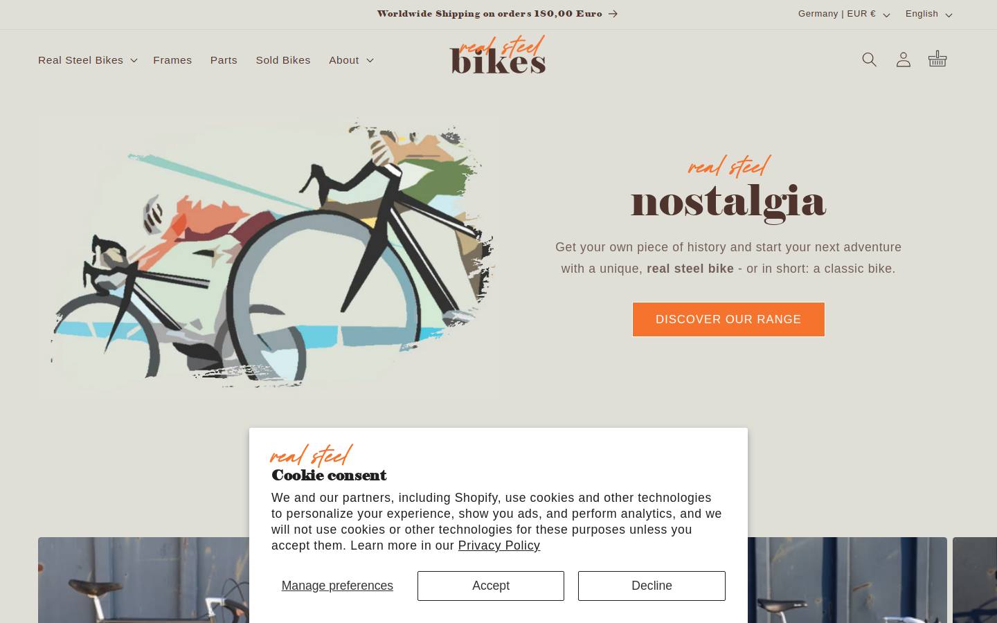 realsteelbikes.com homepage screenshot