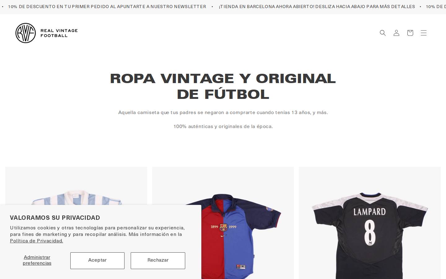 Real Vintage Football homepage screenshot