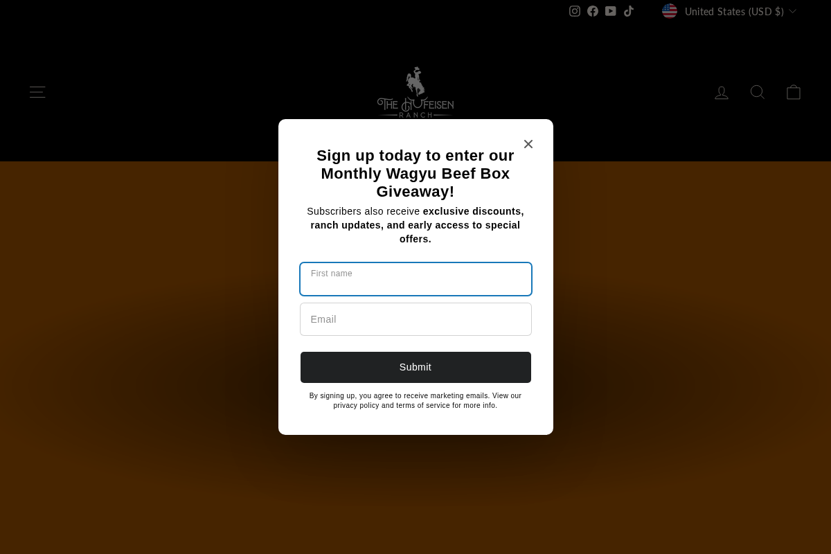 The Hufeisen-Ranch (WYO Wagyu) homepage screenshot