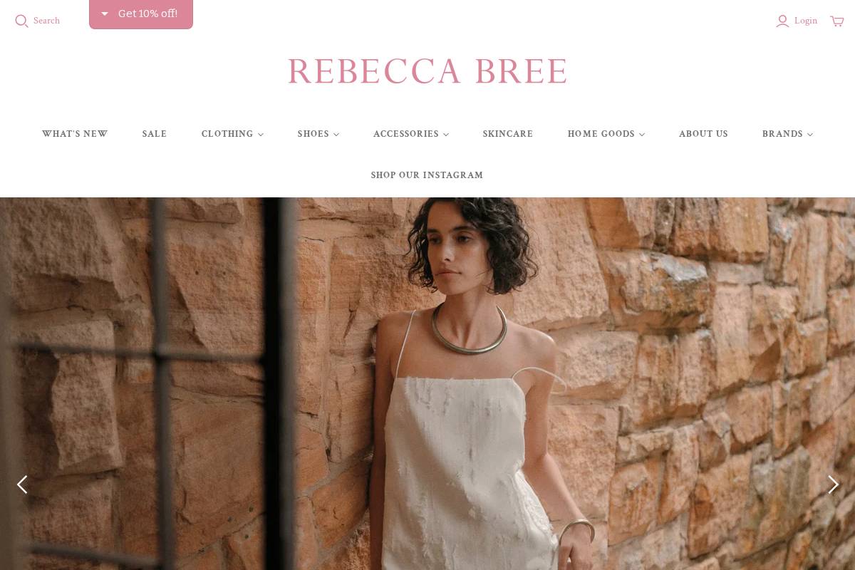 rebeccabree.com homepage screenshot