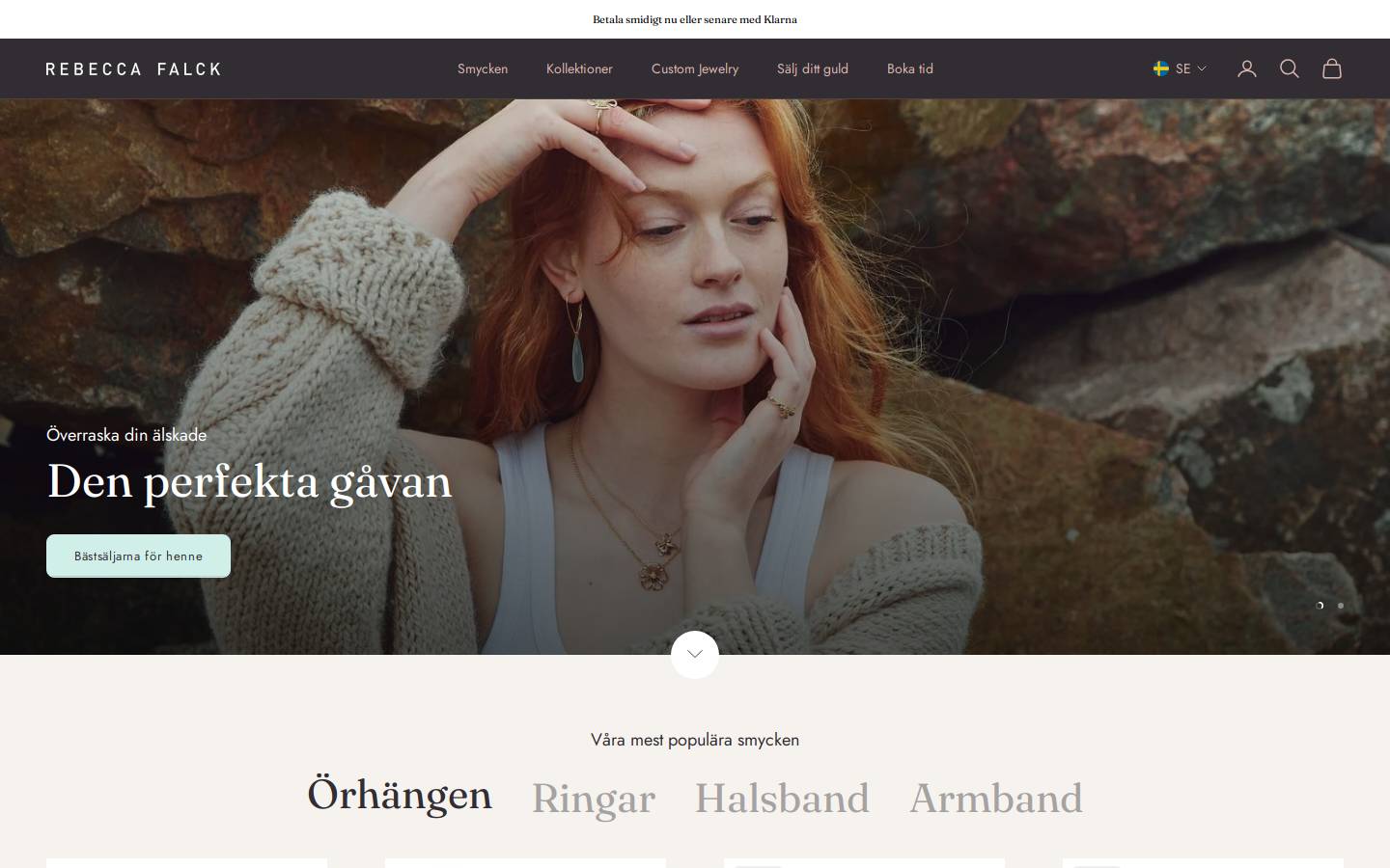 Rebecca Falck AB Guldsmed homepage screenshot