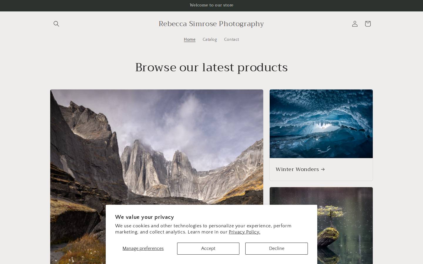 rebeccasimrose.photography homepage screenshot