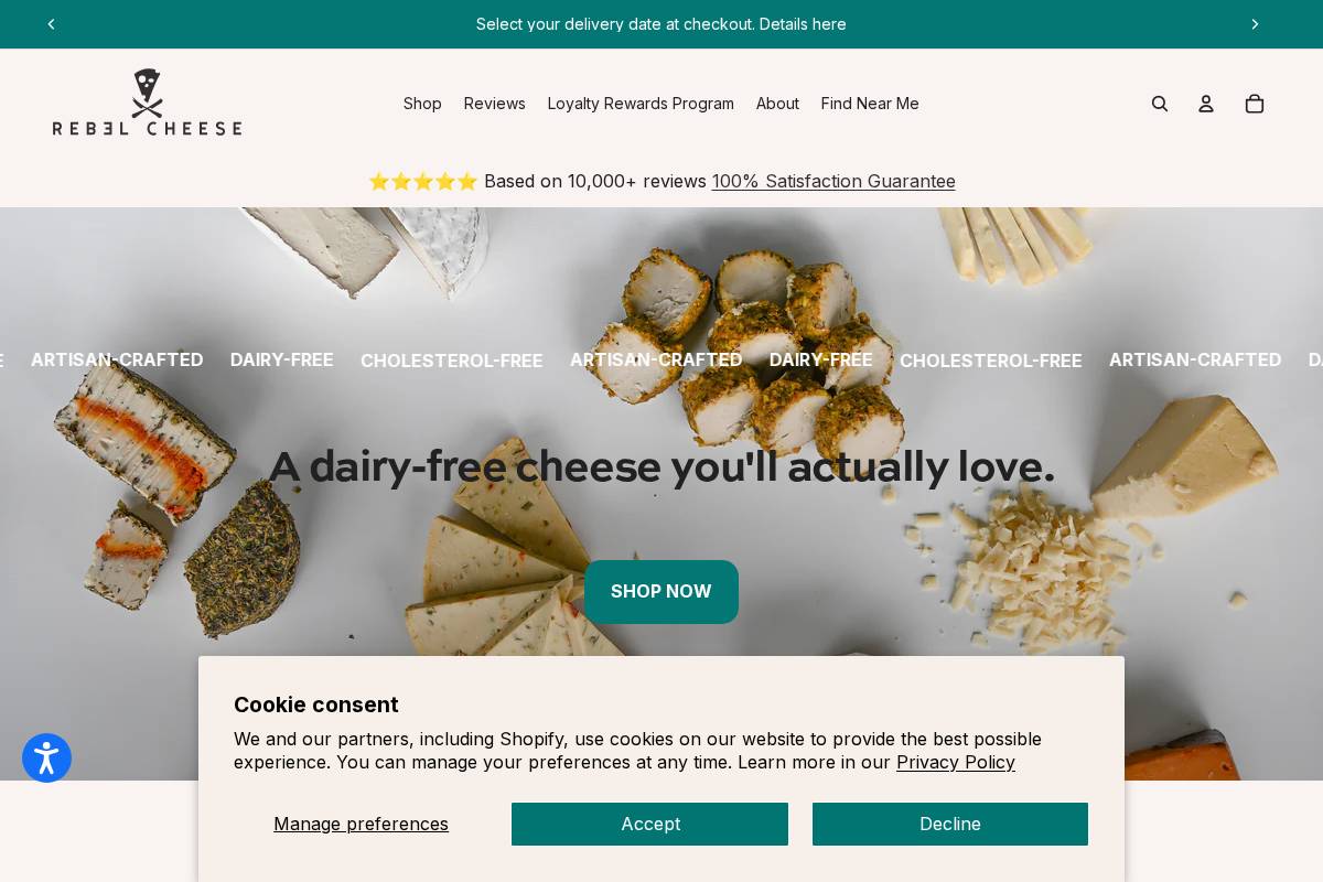Rebelcheese homepage screenshot