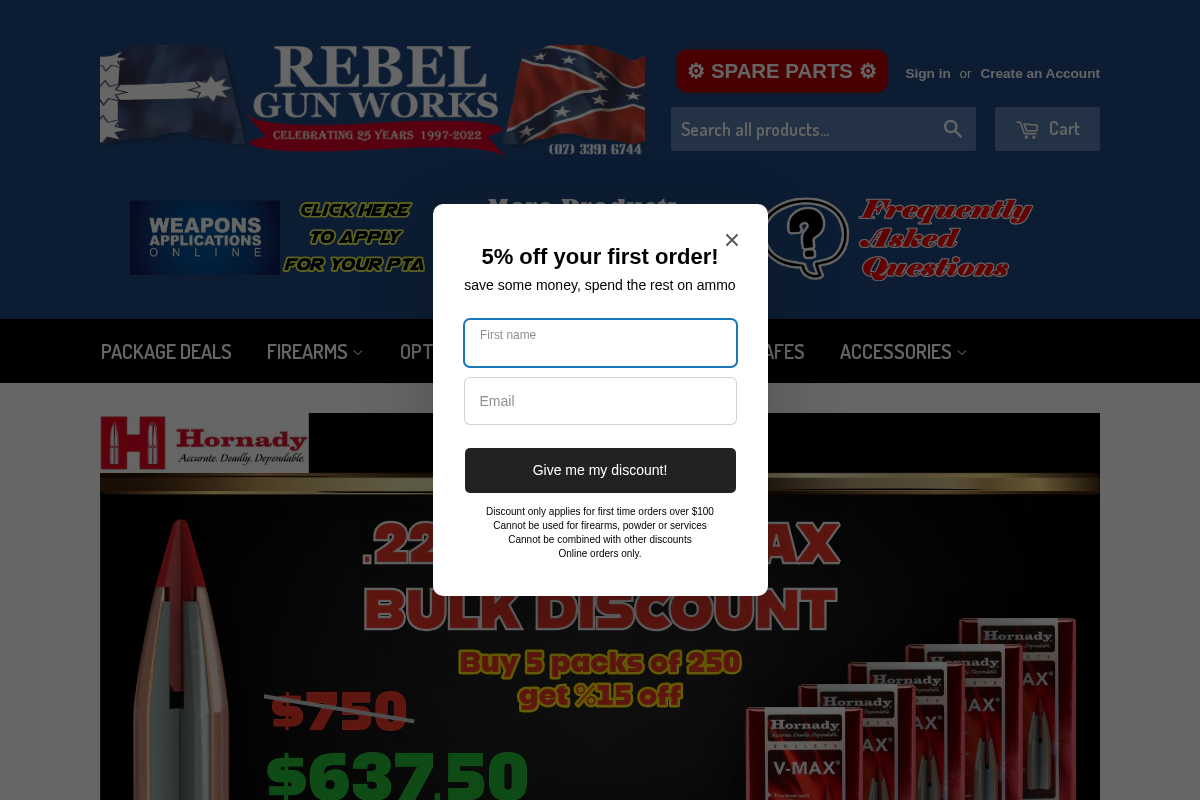 Rebel Gun Works homepage screenshot