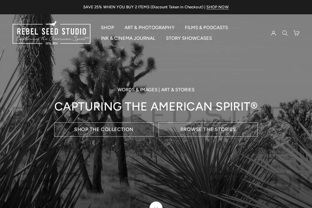 rebelseedstudio.com homepage screenshot