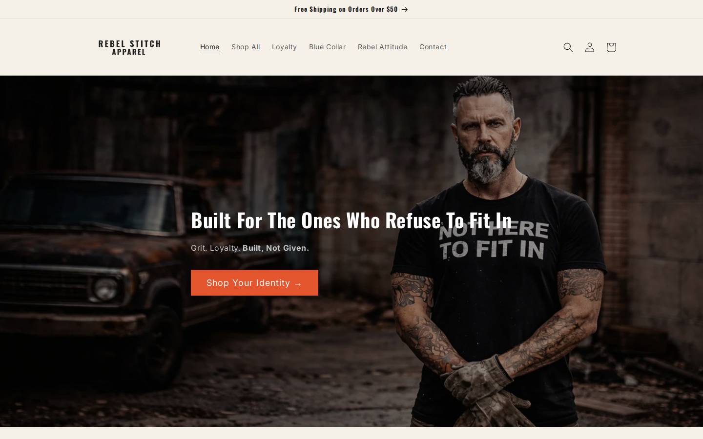 rebelstitchapparel.com homepage screenshot