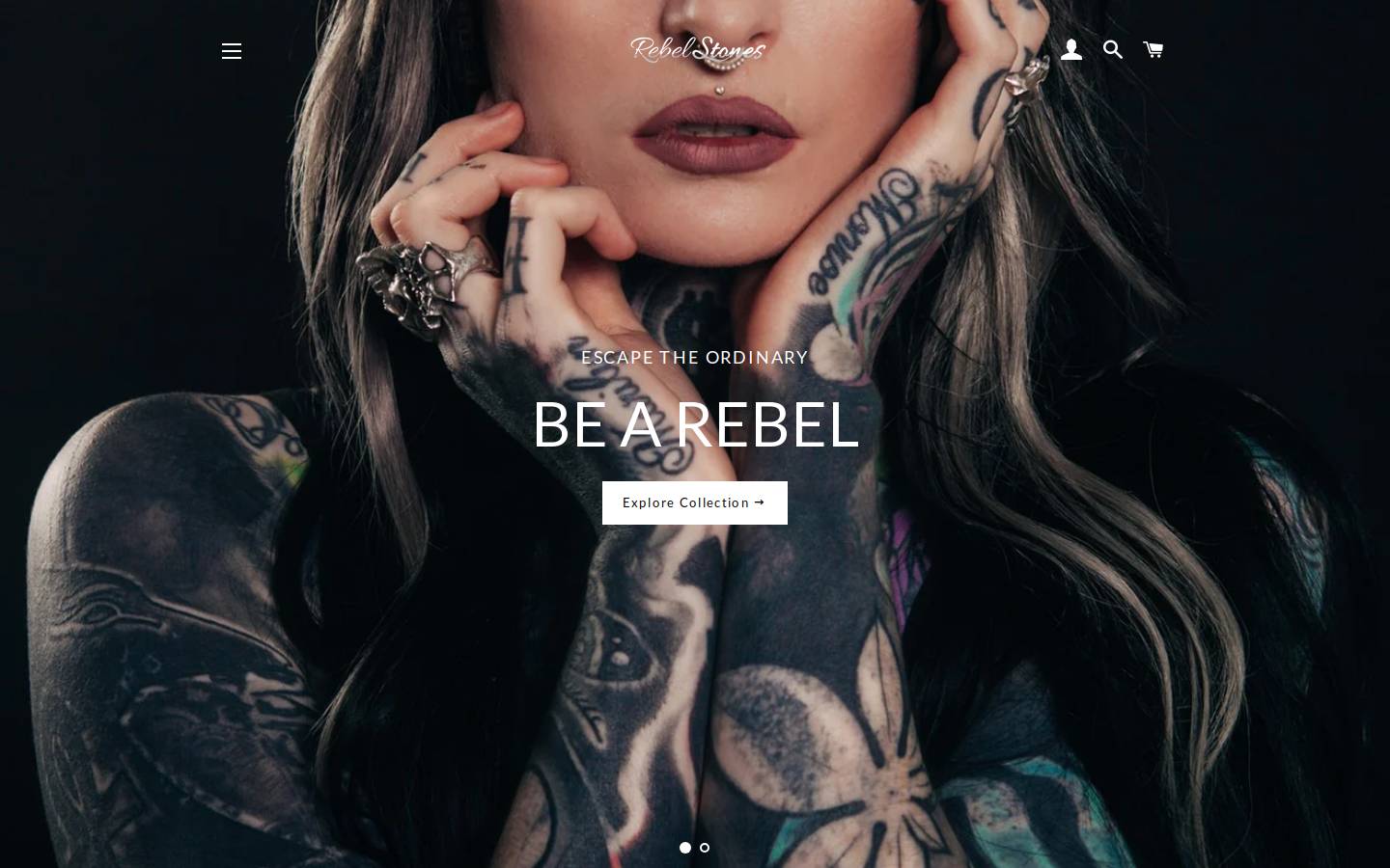 rebelstones.com homepage screenshot