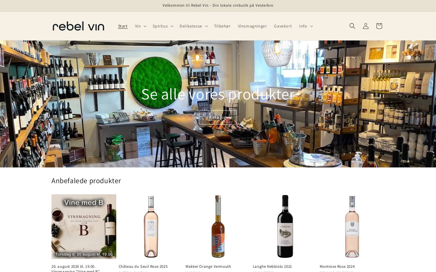Rebel vin homepage screenshot