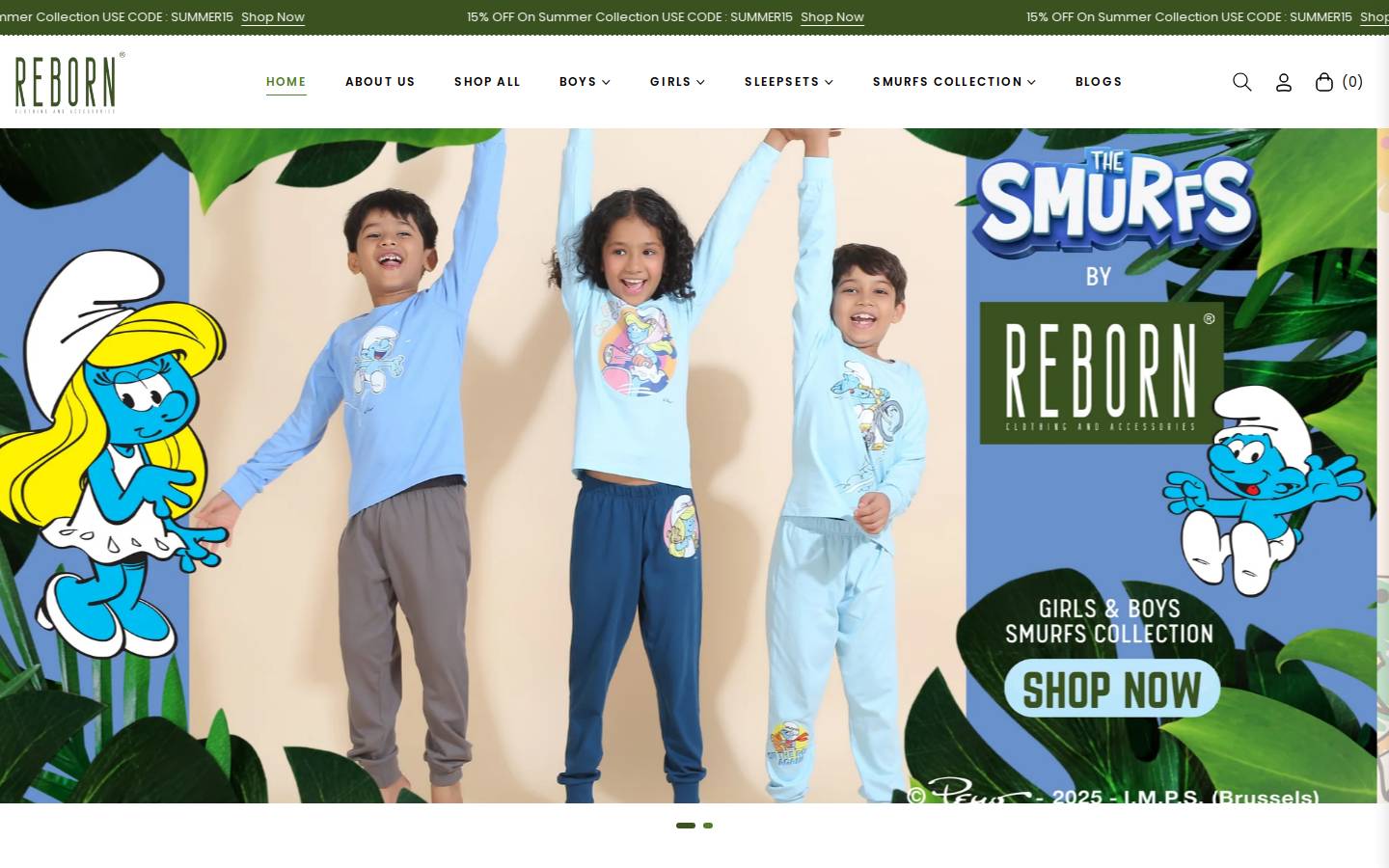 rebornclothingco.com homepage screenshot