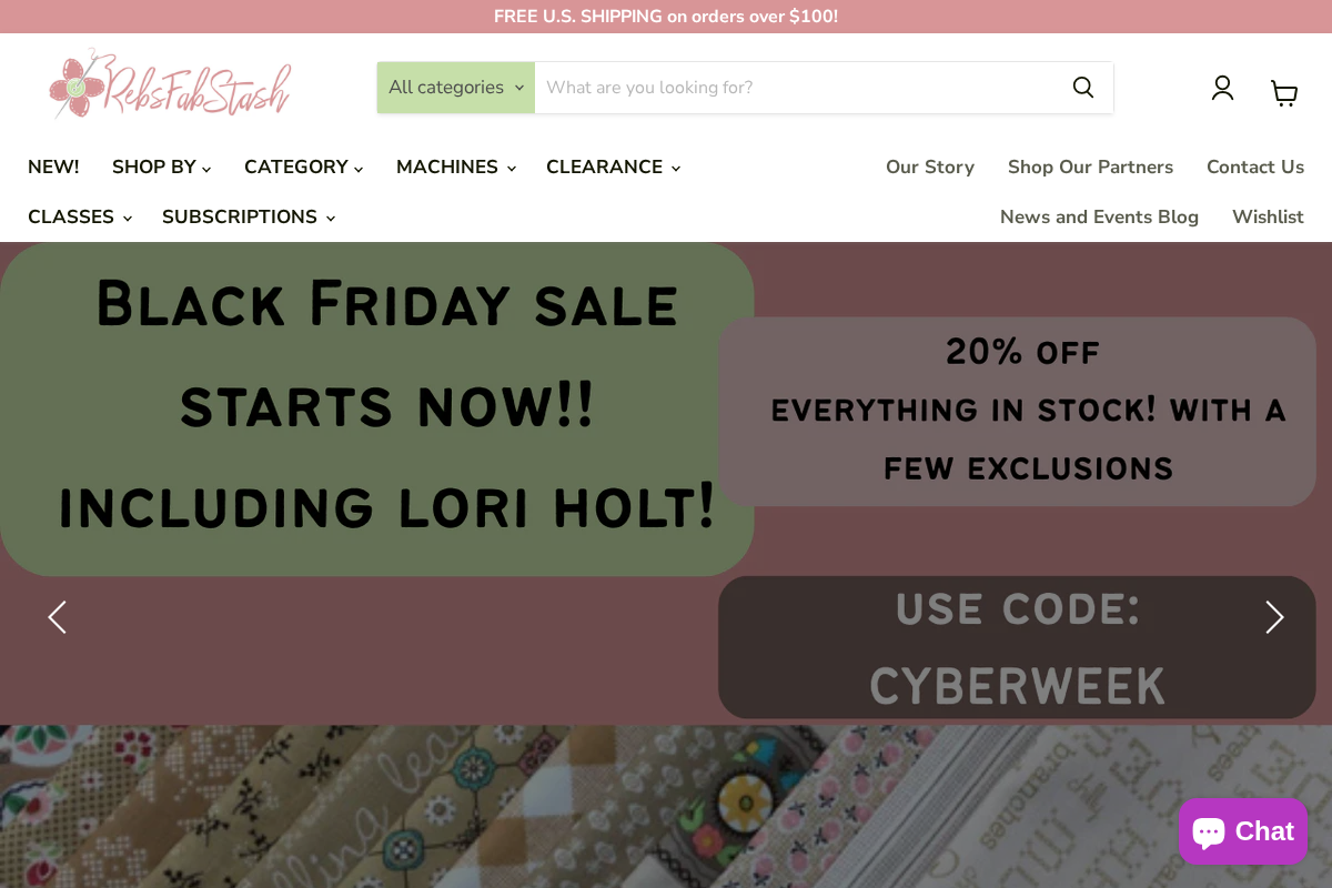 RebsFabStash homepage screenshot