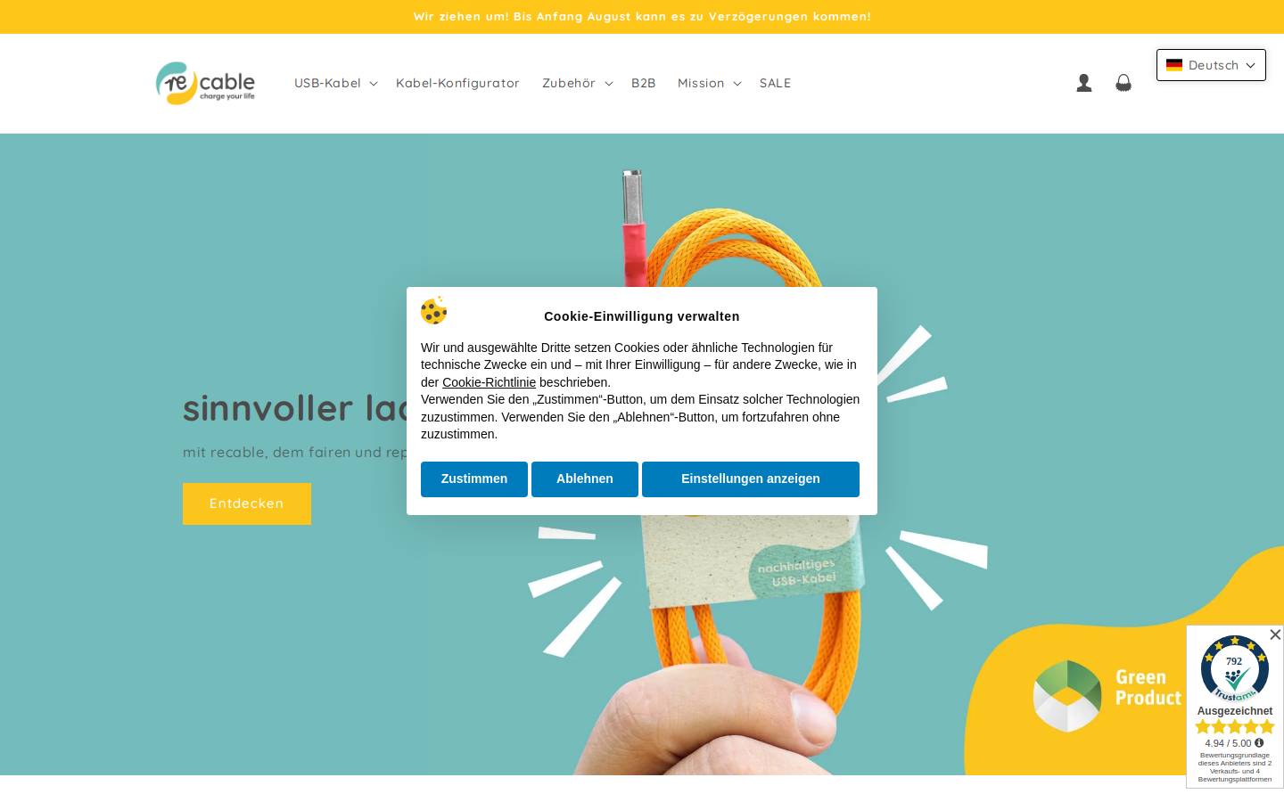 recable.eu homepage screenshot