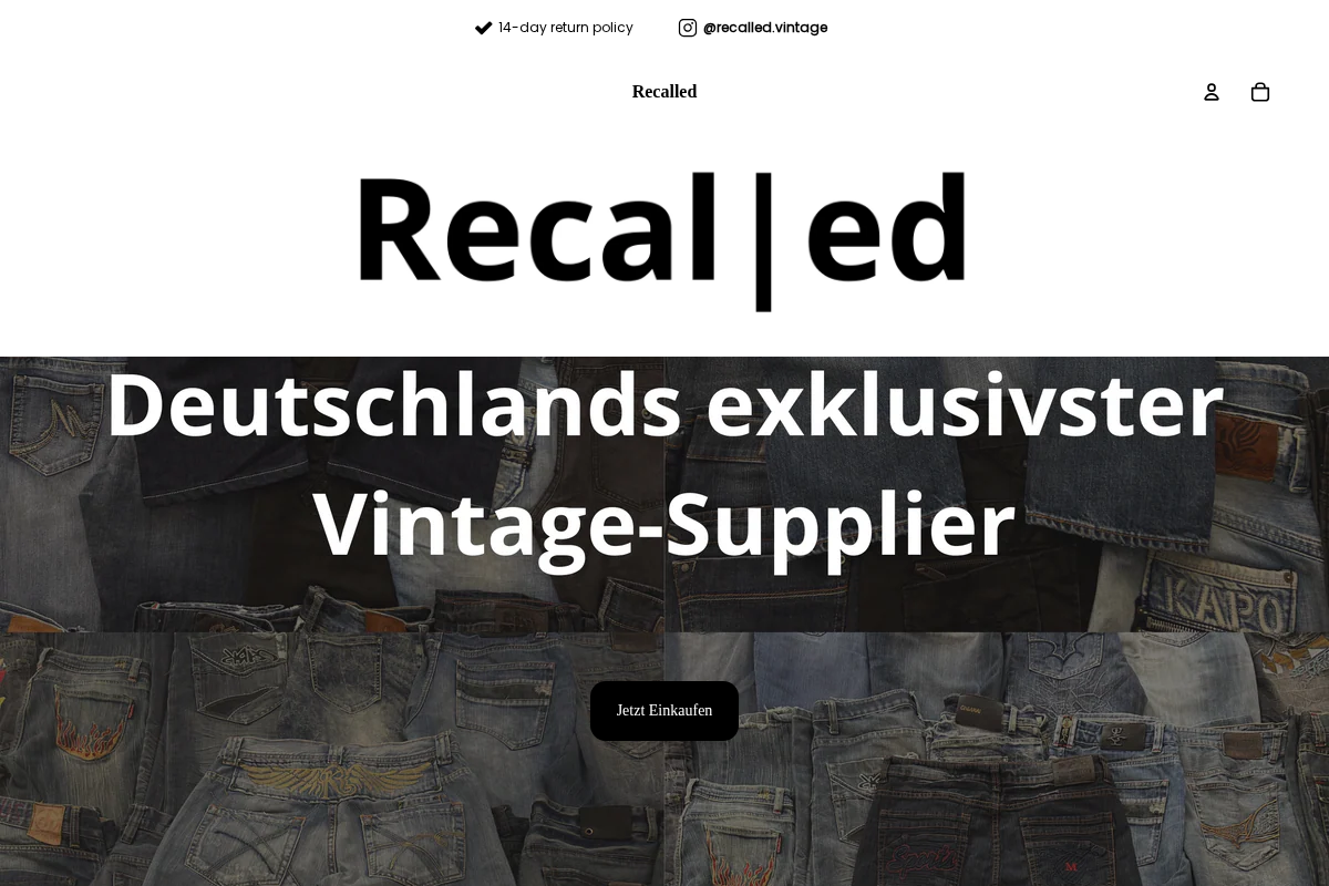 Recalled Vintage homepage screenshot