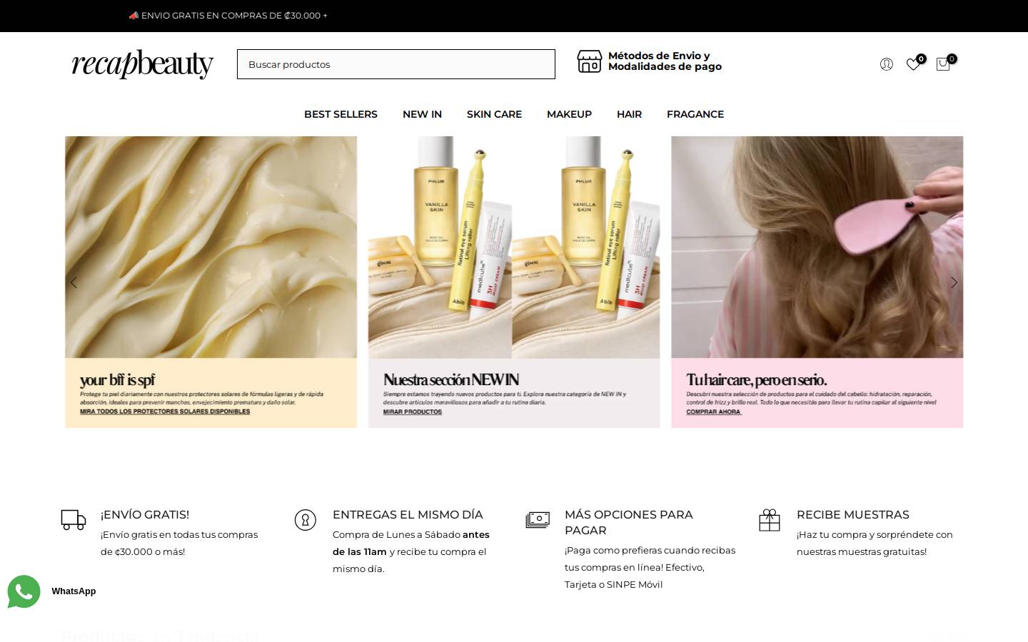 recapbeauty.com homepage screenshot