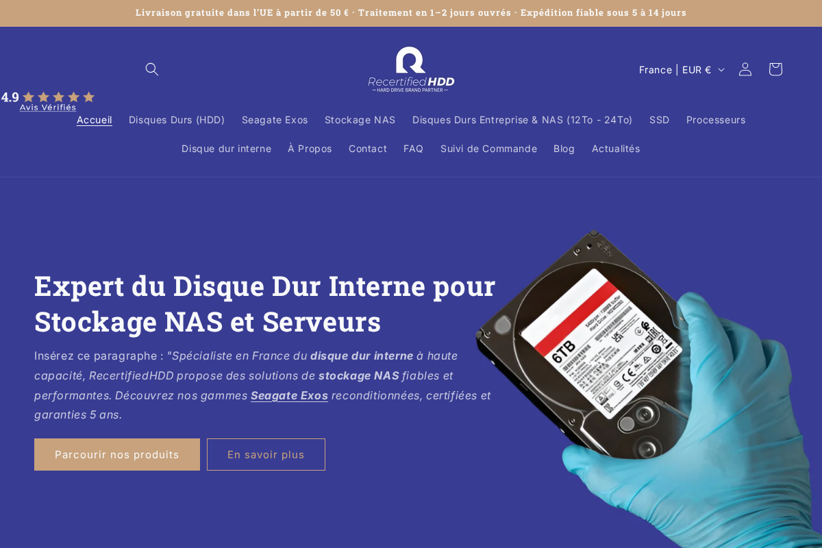 Recertifiedhdd homepage screenshot