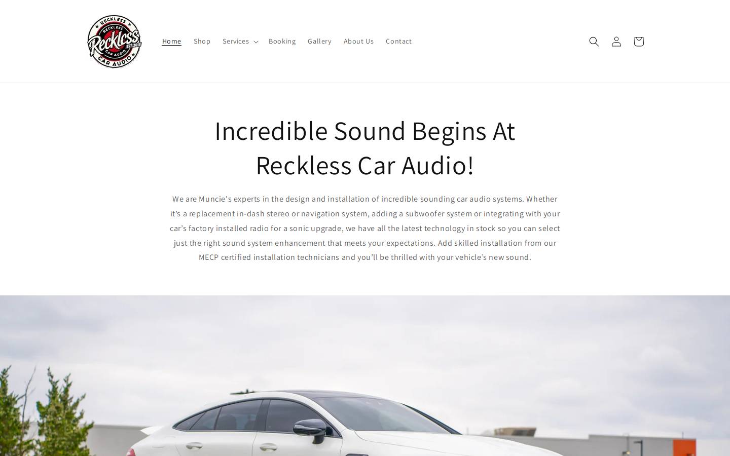 recklesscaraudio.com homepage screenshot