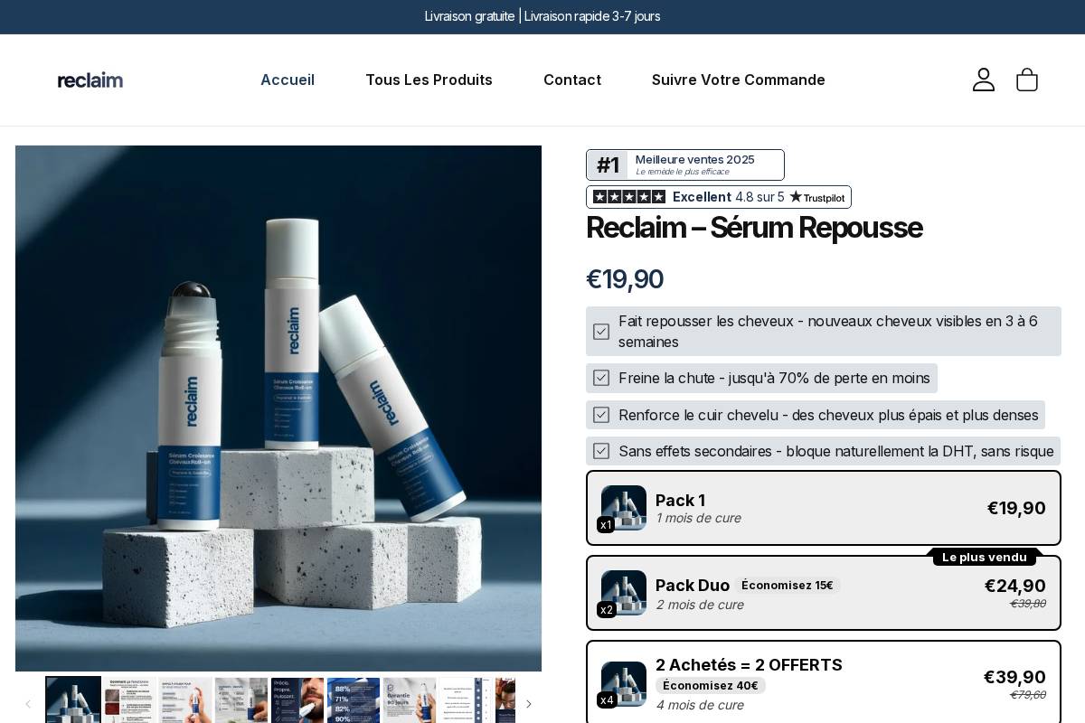 reclaim-hair.fr homepage screenshot