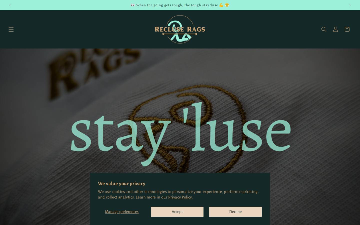 recluserags.com homepage screenshot